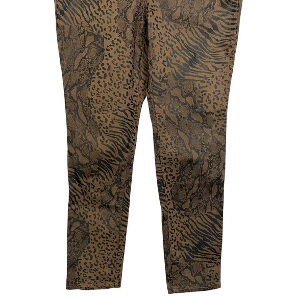 Chico's Coated Fly Front Animal Print Jeggings Jeans Brown Petite Size 2P - Picture 4 of 8